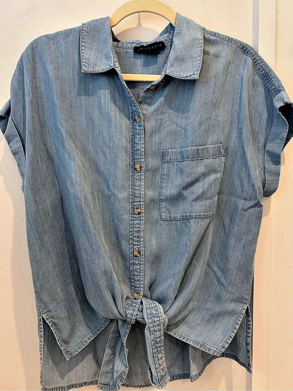 Sanctuary Women's Denim Tie-Front Shirt in Blue